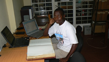 Kingsley Pamanda in the National Archives of Malawi